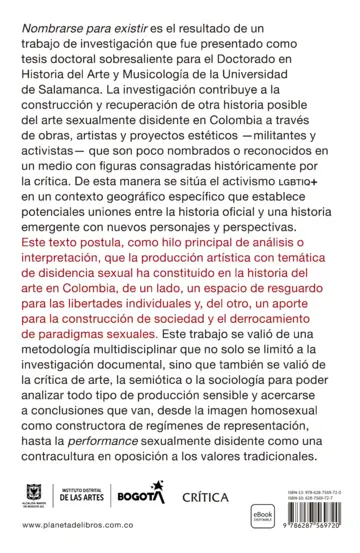 Contraportada Nombrarse para existir