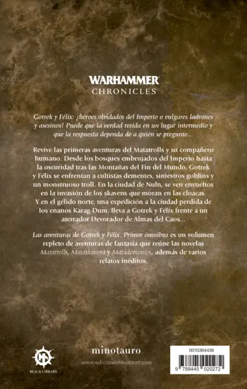 Contraportada Las aventuras de Gotrek y Félix Omnibus nº 01/06 (NE)