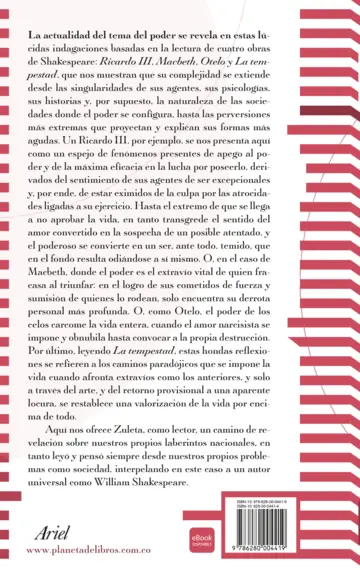 Contraportada Para leer a Shakespeare