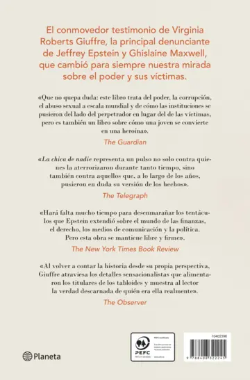 Contraportada La chica de nadie