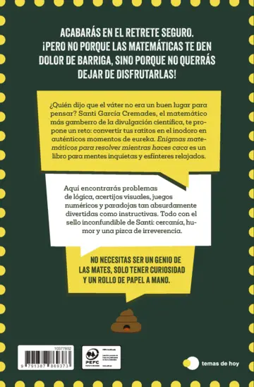 Contraportada Enigmas matemáticos para resolver mientras haces caca