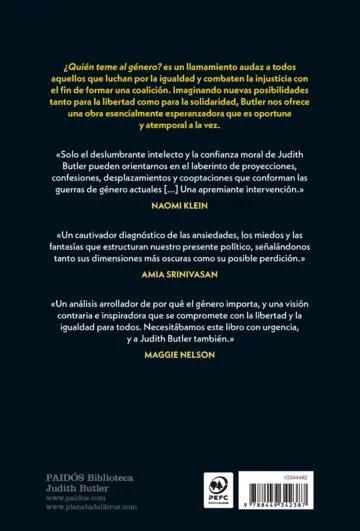 Contraportada ¿Quién teme al género? - ED. ARGENTINA
