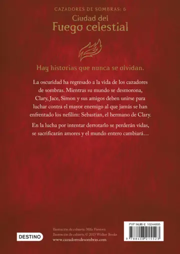 Contraportada Ciudad del Fuego celestial. Cazadores de sombras 6