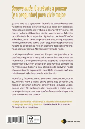 Contraportada La vida pensada