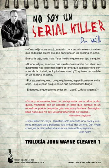 Contraportada No soy un serial killer (Bk)