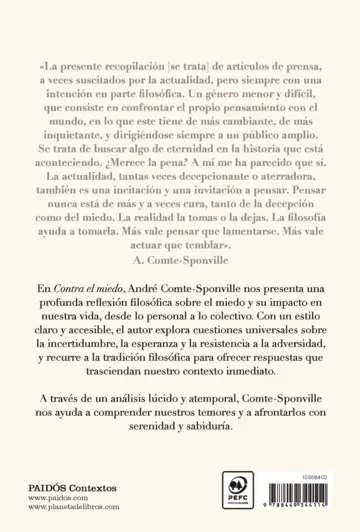 Contraportada Contra el miedo