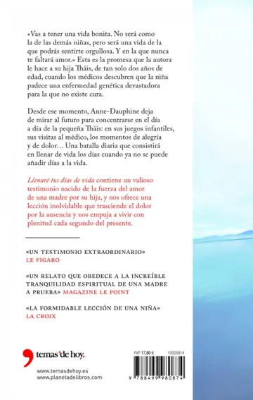 Contraportada Llenare tus dias de vida