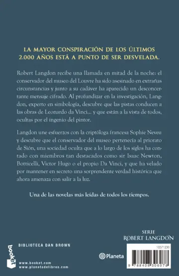 Contraportada El código Da Vinci