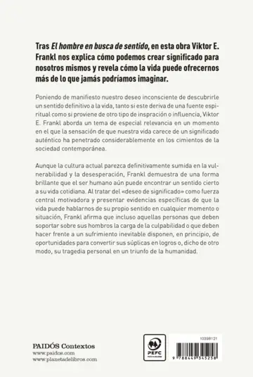 Contraportada El hombre en busca del sentido último