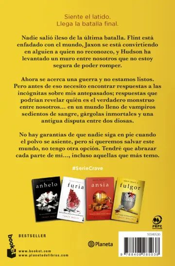 Contraportada Fulgor (Serie Crave 4)