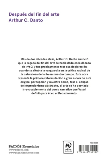 Contraportada Después del fin del arte