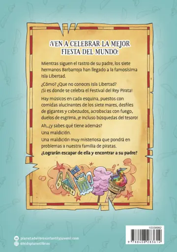 Contraportada Los siete de Barbarroja 2. El festival del Rey Pirata