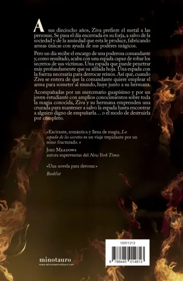 Contraportada Forjadora de espadas nº 01 La espada de los secretos