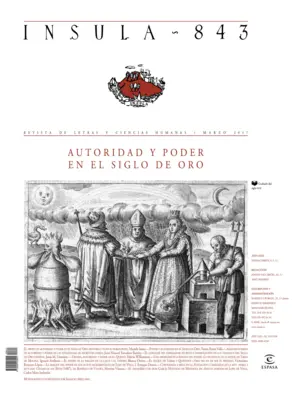 Portada Autoridad y poder en el Siglo de Oro (Ínsula n° 843, marzo de 2017)