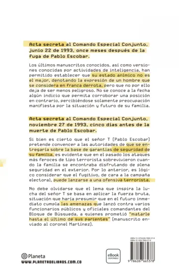 Contraportada El derrumbe de Pablo Escobar